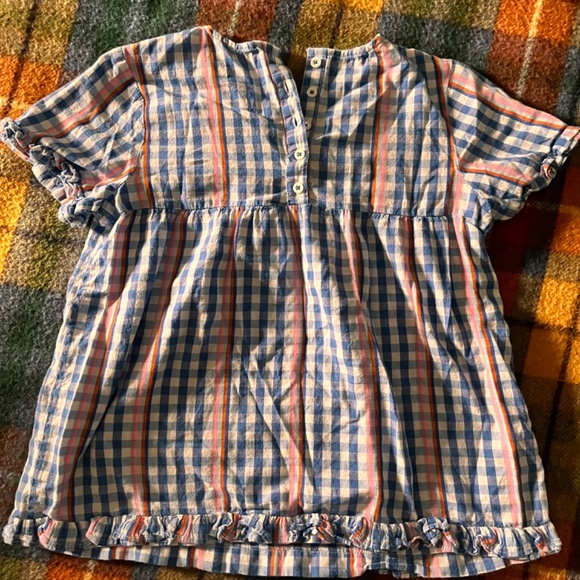 MINI BODEN girls cotton ruffle top pink cherry rainbow gingham (11-12 yrs old) - Picture 4 of 5
